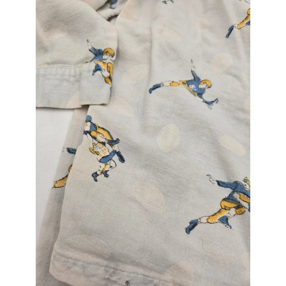 Vintage Sull Craft Kids Cream Football Print Cotton Pajama Set Top Pants